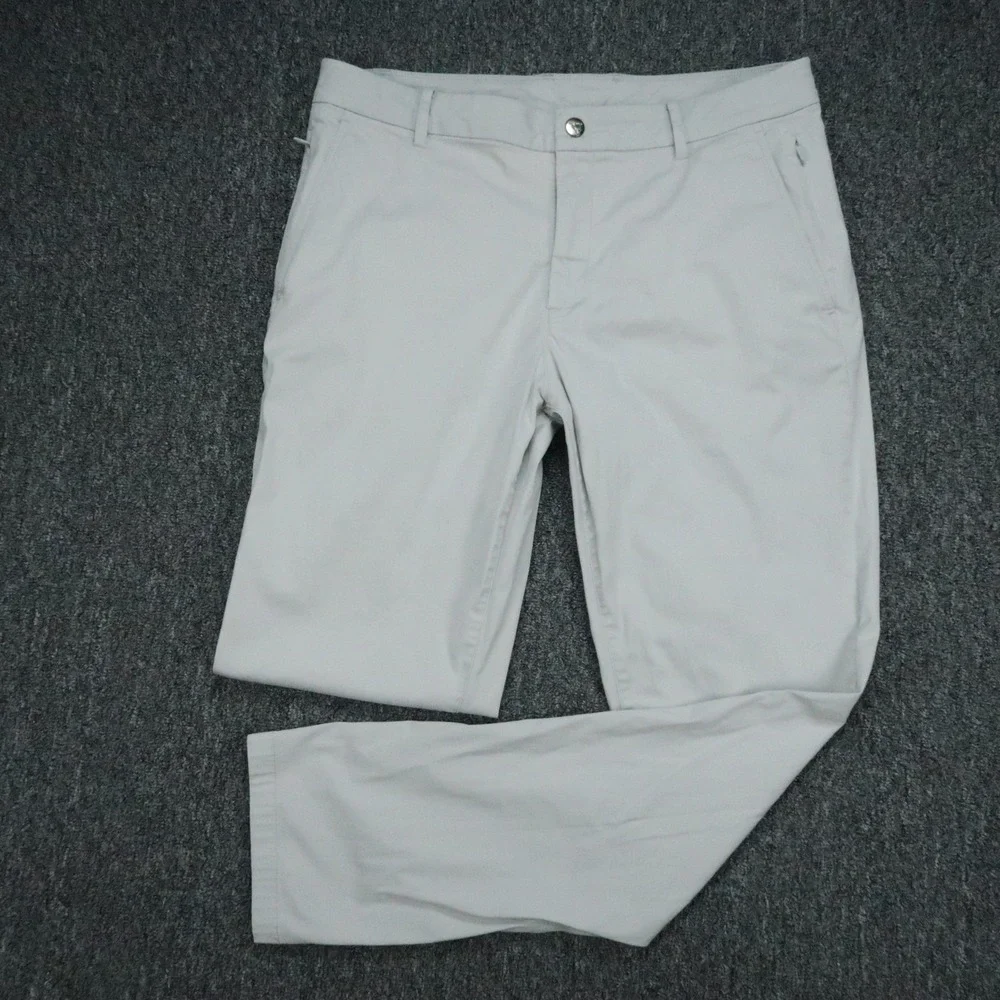 Birddogs Pants Mens 34x31 Gray Stretch Khakis Straight Flat Front Trouser Golf